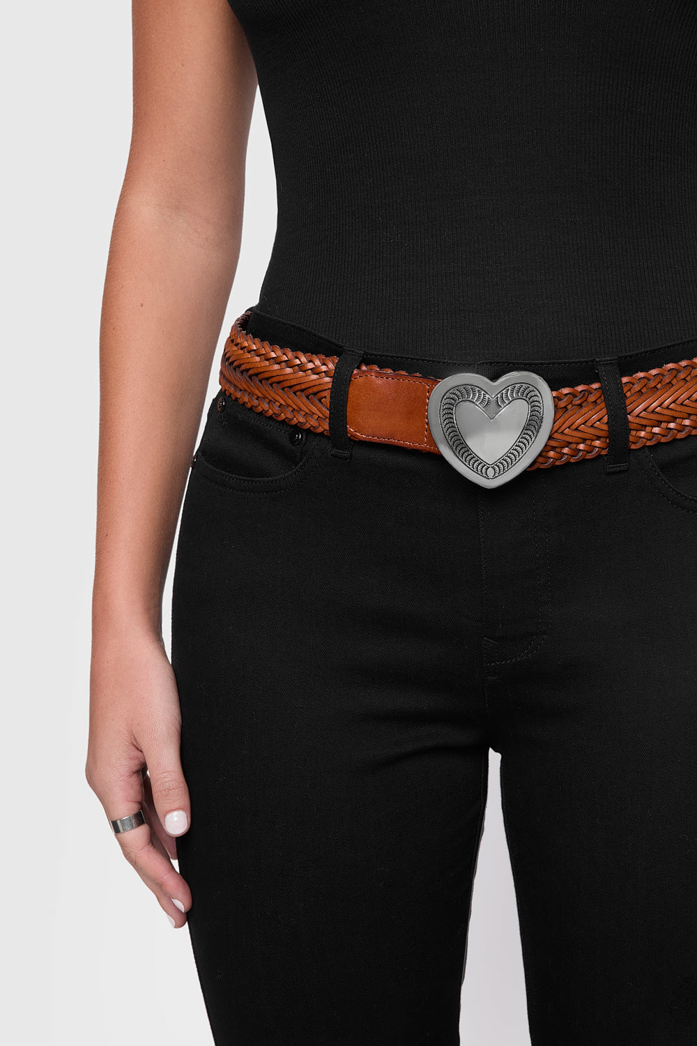 Woven Heart Buckle Belt