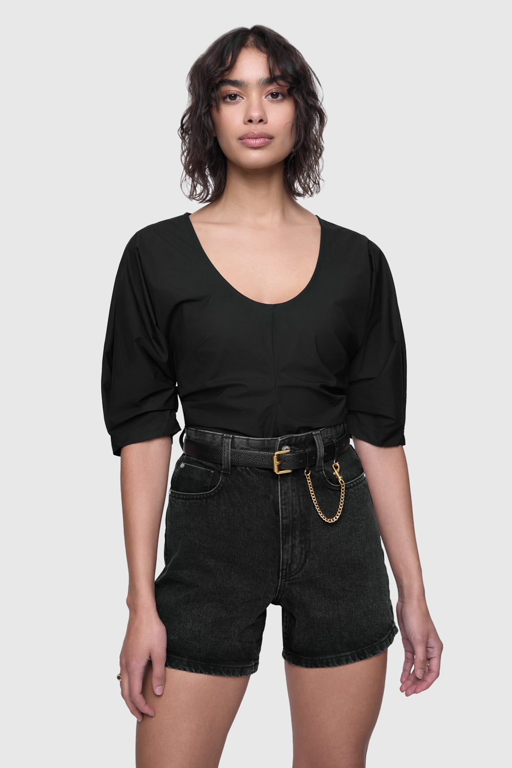 Naomi Pleated Short Sleeve Top